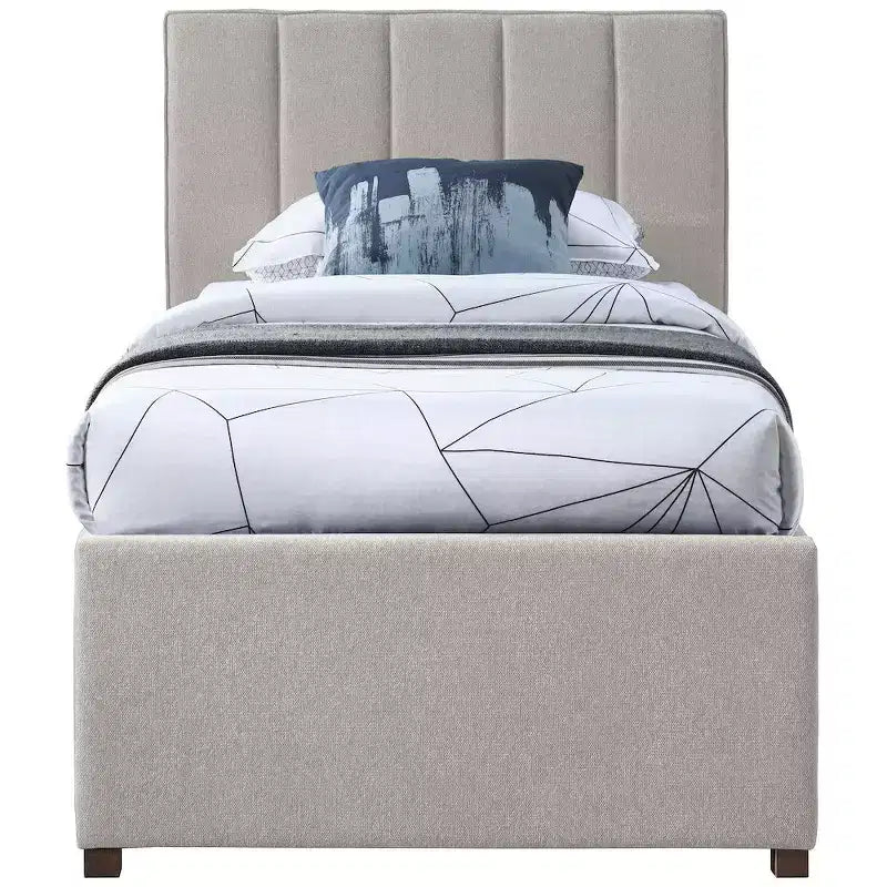 Letto estraibile doppio in tessuto effetto lino