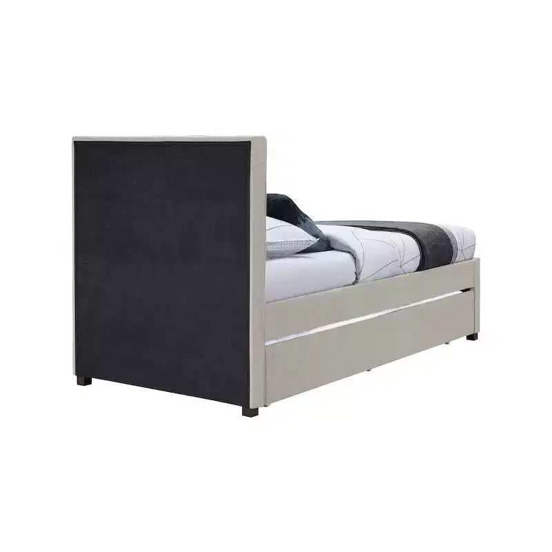 Letto estraibile doppio in tessuto effetto lino