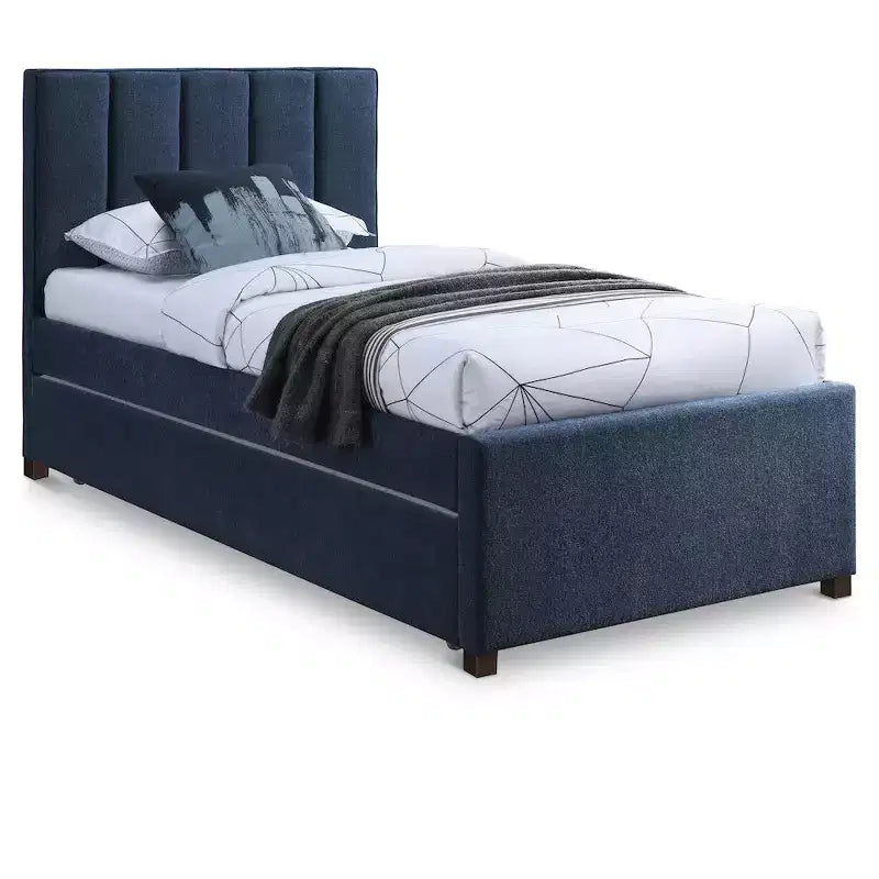 Letto estraibile doppio in tessuto effetto lino