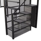 Letto a soppalco full-size con scrivania e armadio, struttura in metallo resistente con scale e ripiani in legno per bambini e ragazzi