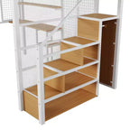 Letto a soppalco full-size con scrivania e armadio, struttura in metallo resistente con scale e ripiani in legno per bambini e ragazzi