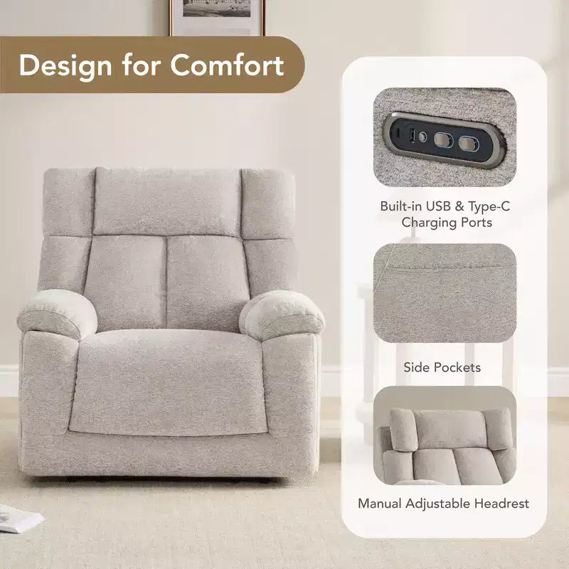 Poltrona reclinabile per cameretta Power Lay Flat con altoparlanti Bluetooth e supporto lombare elettrico