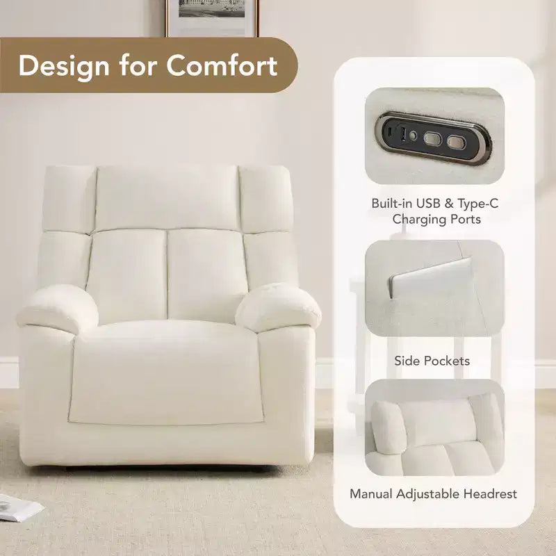 Poltrona reclinabile per cameretta Power Lay Flat con altoparlanti Bluetooth e supporto lombare elettrico