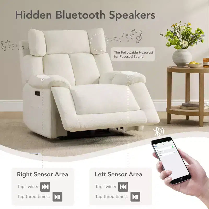 Poltrona reclinabile per cameretta Power Lay Flat con altoparlanti Bluetooth e supporto lombare elettrico