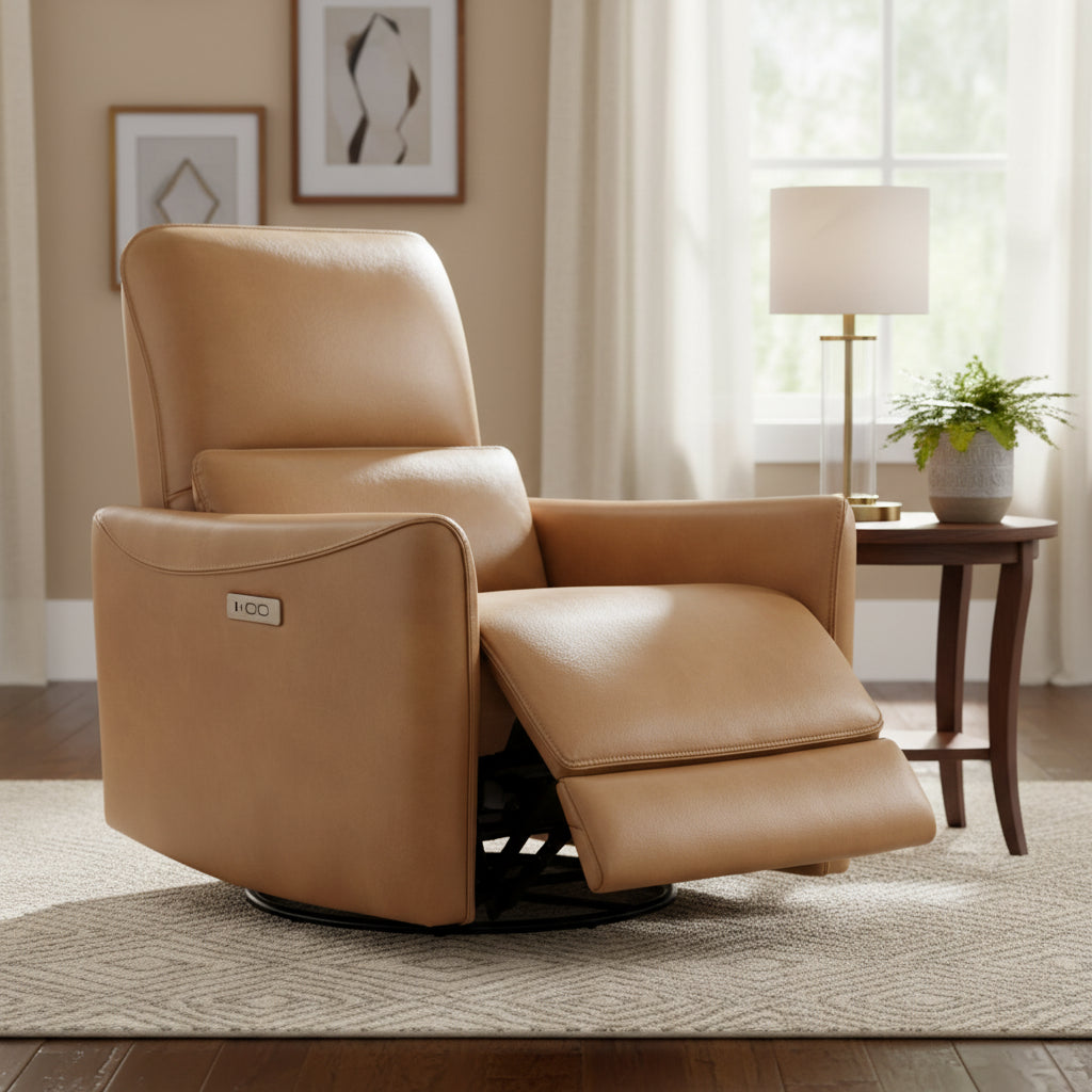 Spruce & Spring Power Swivel Glider Recliner Chair with USB Ports