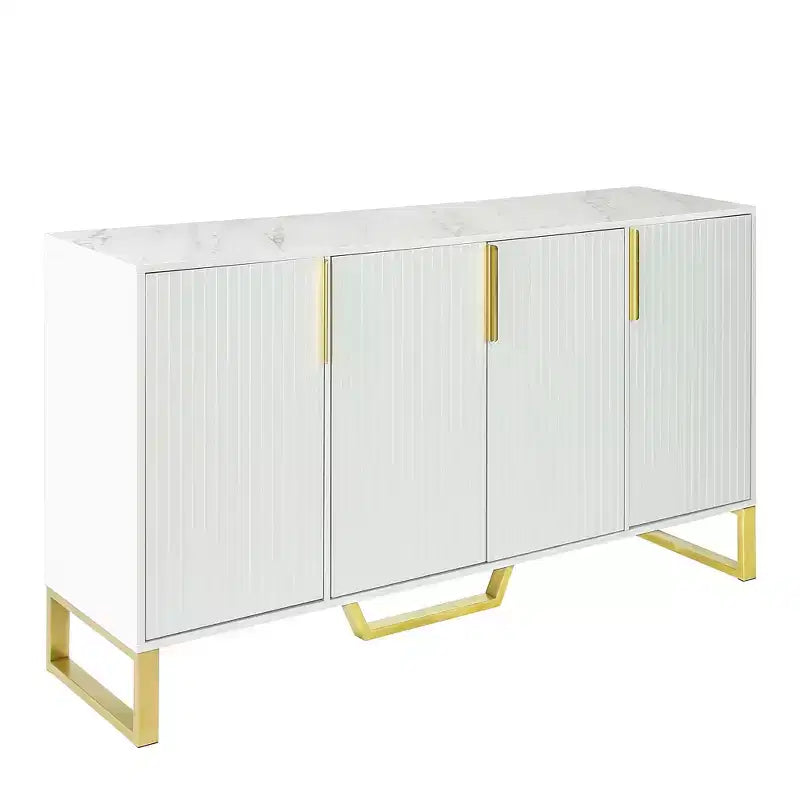 Credenza moderna, credenza a buffet con 3 ante e 4 ripiani, mobiletto contenitore per soggiorno, sala da pranzo, cucina
