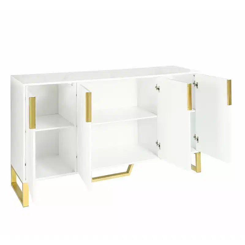 Credenza moderna, credenza a buffet con 3 ante e 4 ripiani, mobiletto contenitore per soggiorno, sala da pranzo, cucina