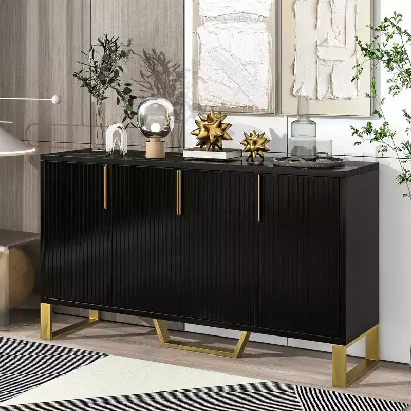 Credenza moderna, credenza a buffet con 3 ante e 4 ripiani, mobiletto contenitore per soggiorno, sala da pranzo, cucina