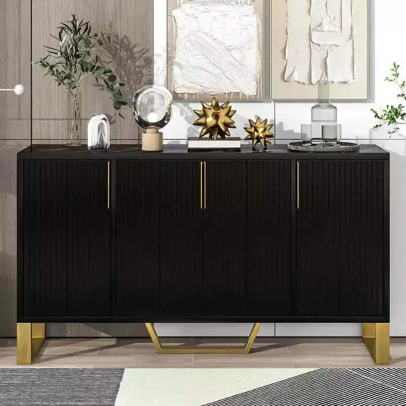 Credenza moderna, credenza a buffet con 3 ante e 4 ripiani, mobiletto contenitore per soggiorno, sala da pranzo, cucina