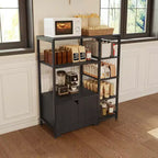 Mobile da Cucina a 5 Ripiani con Ante, Scaffale Multifunzione Indipendente da 97 cm per Microonde e Caffè, Scaffale di Stoccaggio per Cucina, Soggiorno e Ufficio