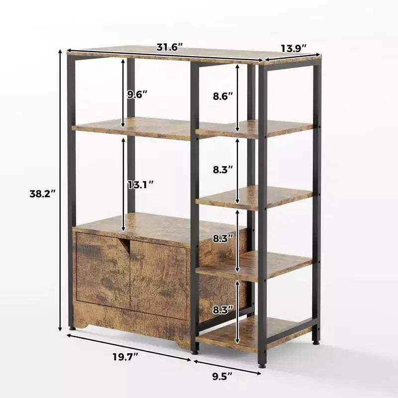 Mobile da Cucina a 5 Ripiani con Ante, Scaffale Multifunzione Indipendente da 97 cm per Microonde e Caffè, Scaffale di Stoccaggio per Cucina, Soggiorno e Ufficio