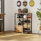 Mobile da Cucina a 5 Ripiani con Ante, Scaffale Multifunzione Indipendente da 97 cm per Microonde e Caffè, Scaffale di Stoccaggio per Cucina, Soggiorno e Ufficio
