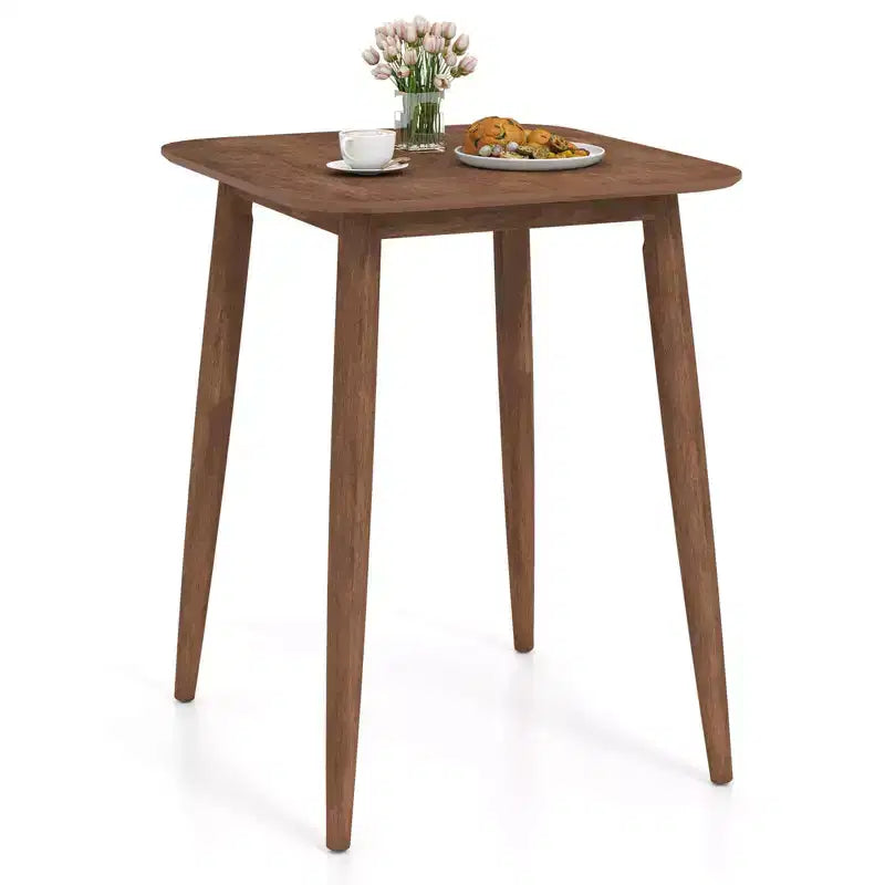 Tavolo da cucina in legno massello di gomma da 91 cm stile rustico con base a piedistallo robusta