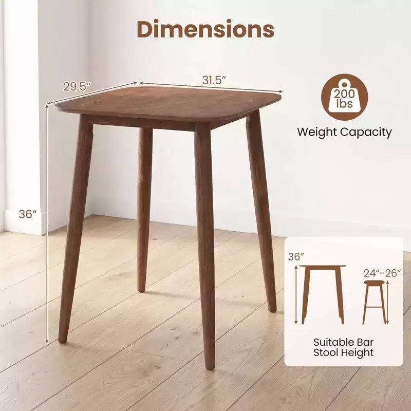 Tavolo da cucina in legno massello di gomma da 91 cm stile rustico con base a piedistallo robusta