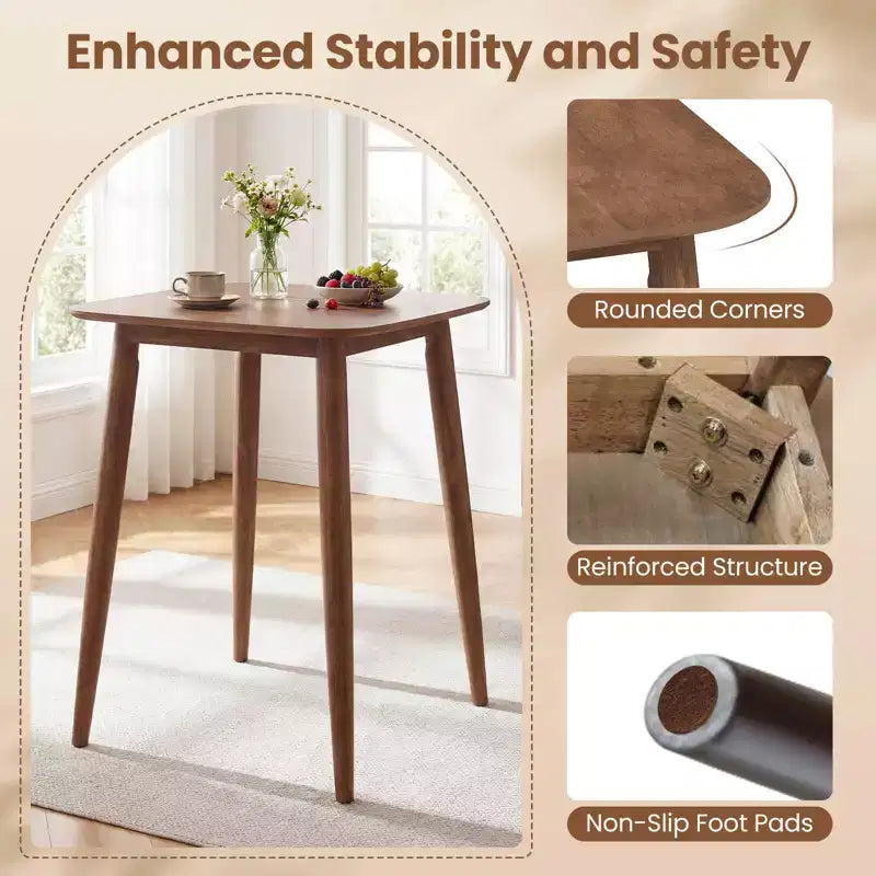 Tavolo da cucina in legno massello di gomma da 91 cm stile rustico con base a piedistallo robusta