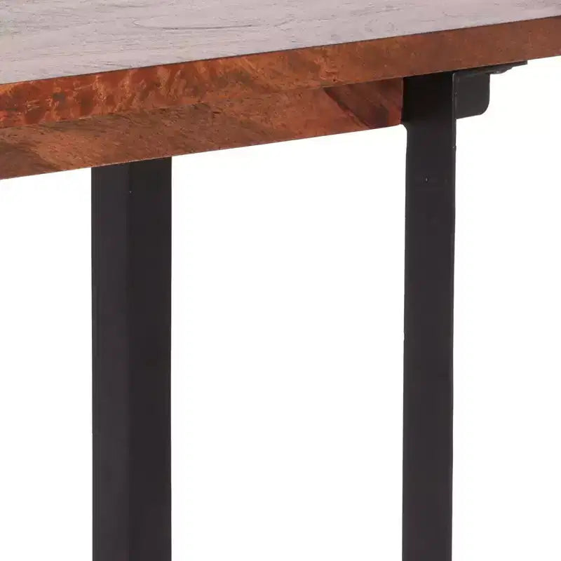 Panca da pranzo Pisgah artigianale moderna industriale in legno di mango marrone/nero - Struttura in ferro, posti a sedere per 2