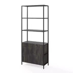 Etagere grande da 204 cm Frassino marrone - Stile industriale, 5 ripiani, Struttura in acciaio
