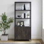 Etagere grande da 204 cm Frassino marrone - Stile industriale, 5 ripiani, Struttura in acciaio