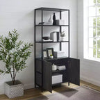 Etagere grande da 204 cm Frassino marrone - Stile industriale, 5 ripiani, Struttura in acciaio