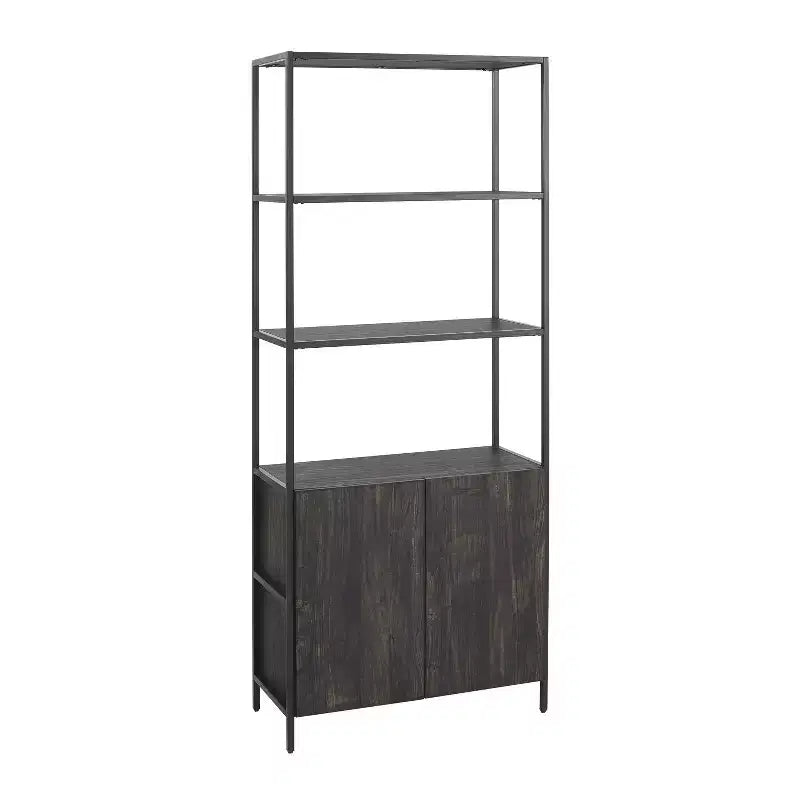 Etagere grande da 204 cm Frassino marrone - Stile industriale, 5 ripiani, Struttura in acciaio