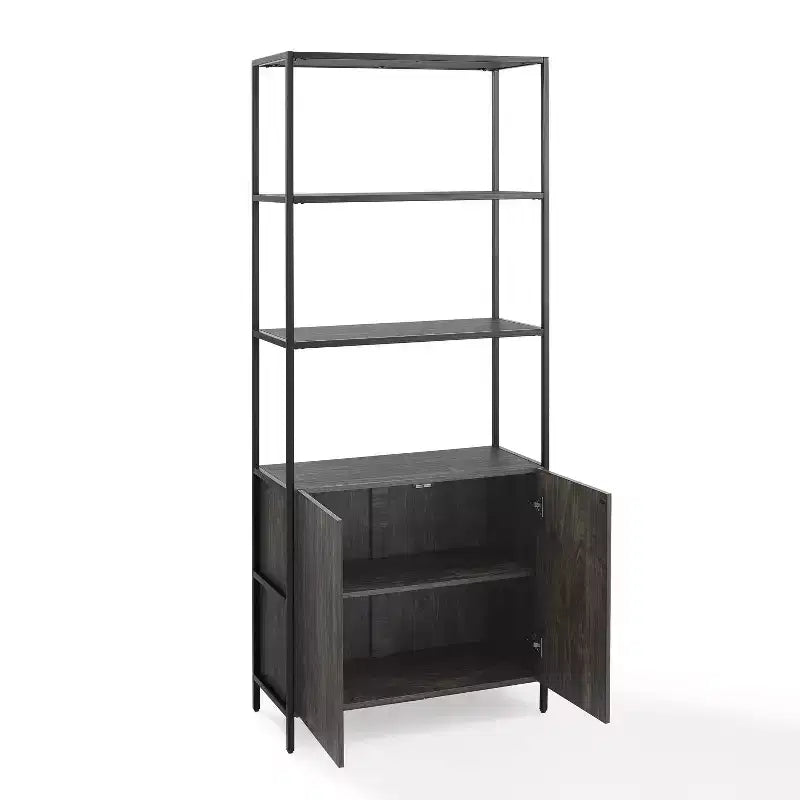 Etagere grande da 204 cm Frassino marrone - Stile industriale, 5 ripiani, Struttura in acciaio