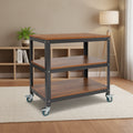 Emma and Oliver 30W Rolling Storage Cart with Metal Wheels in Brown Oak Wood Grain Finish