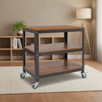 Emma and Oliver 30W Rolling Storage Cart with Metal Wheels in Brown Oak Wood Grain Finish