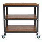 Carrello contenitore da 30 W con ruote in metallo, finitura in venatura del legno di quercia marrone