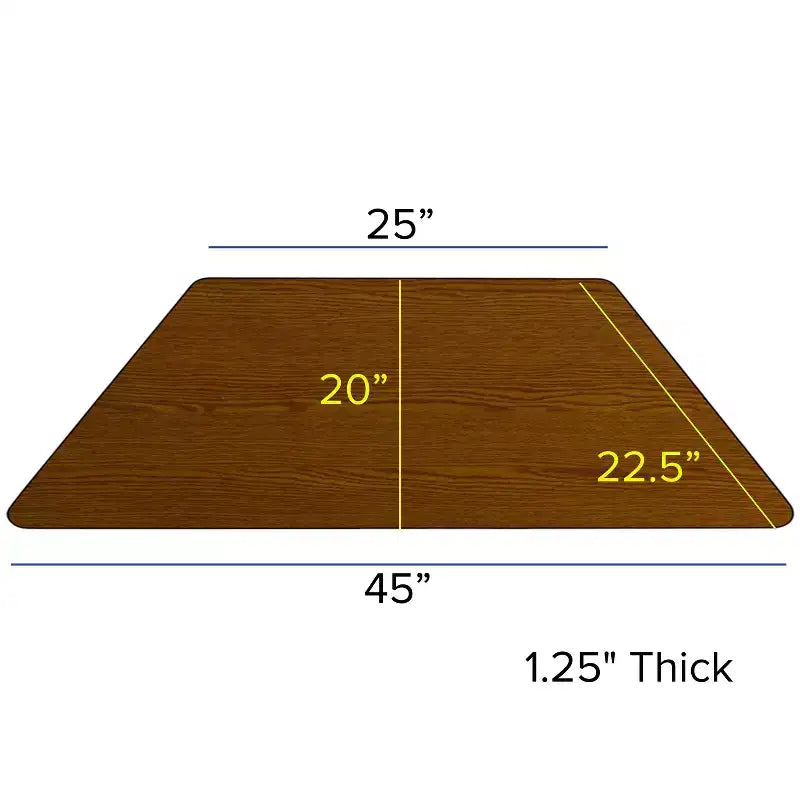 Tavolo attività mobile regolabile laminato HP grigio trapezoidale 22.5x45