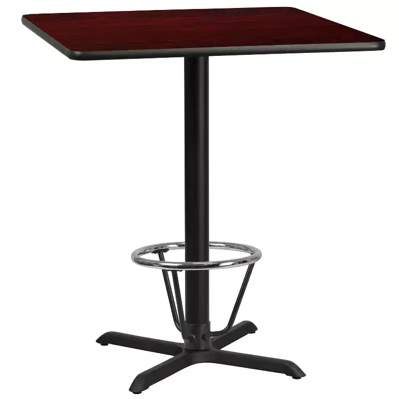 Tavolo da bar laminato quadrato da 36 con base ad anello poggiapiedi 30x30