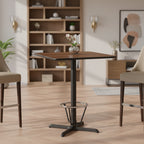Emma and Oliver 36 Square Laminate Bar Table with 30x30 Foot Ring Base