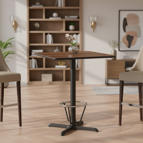 Emma and Oliver 36 Square Laminate Bar Table with 30x30 Foot Ring Base