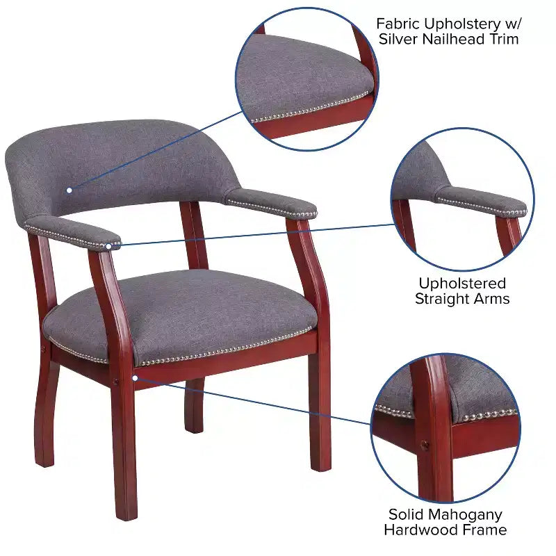 Sedia per conferenze Emma e Oliver con borchie decorative