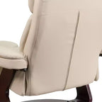 Poltrona reclinabile multiposizione e pouf curvo con base girevole in legno