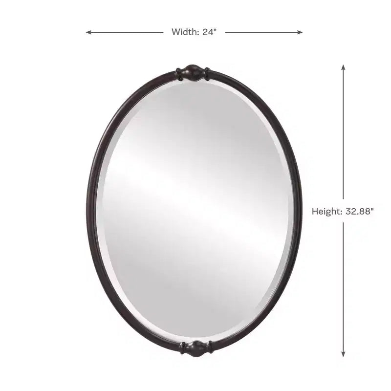 Specchio da parete ovale 32 3/4, bronzo lucidato a olio