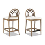 Jennifer Taylor Home Leon 27 Arched Back Wood & Upholstered Counter Stool, Set of 2, Ivory White Boucle
