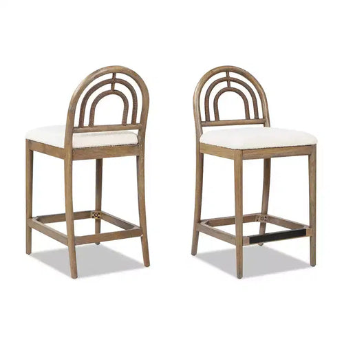 Jennifer Taylor Home Leon 27 Arched Back Wood & Upholstered Counter Stool, Set of 2, Ivory White Boucle