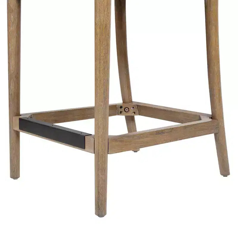 Sgabello da bancone con schienale arcuato in legno e imbottito, set da 2, bouclé bianco avorio